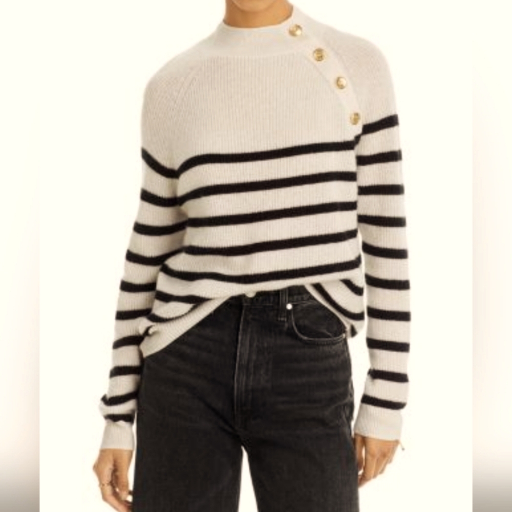 Who What Wear Long Sleeve Stripe Crewneck Pullover Knit Sweater Size XS